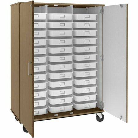 I.D. SYSTEMS 67'' Tall Roman Walnut Mobile Storage Cabinet with 36 3 1/2'' Trays 80275F67021 538275F67021